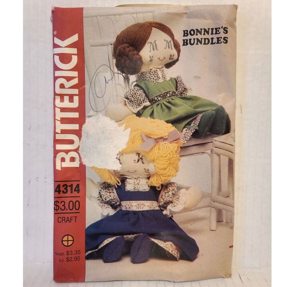 Butterick Sewing Pattern #4314 , Bonnie's Bundles 19" Dolls and Clothes‎